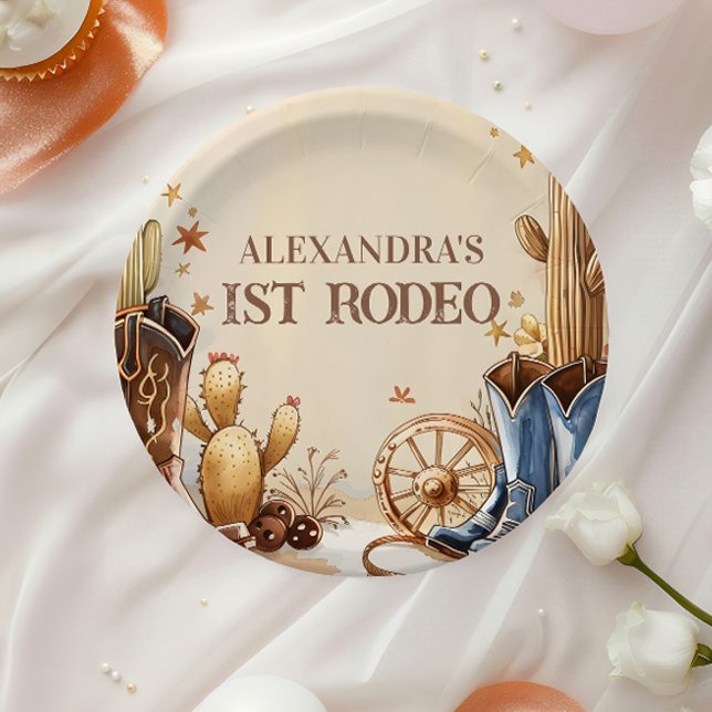 Cactus Desert 1st Rodeo Party Paper Plate (Creator Uploaded)