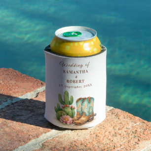 Cactus Desert Arizona Cacti Cowboy Wedding  Can Cooler