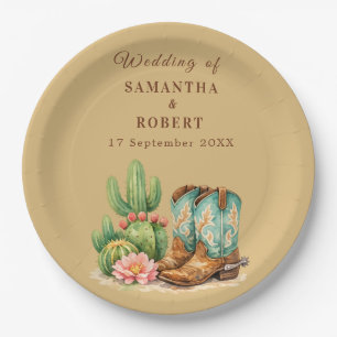 Cactus Desert Arizona Cacti Cowboy Wedding Paper Plate