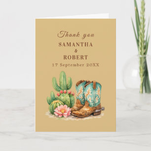 Cactus Desert Arizona Cacti Cowboy Wedding  Thank You Card