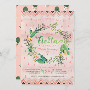 Cactus Desert Fiesta Birthday Party Invitations