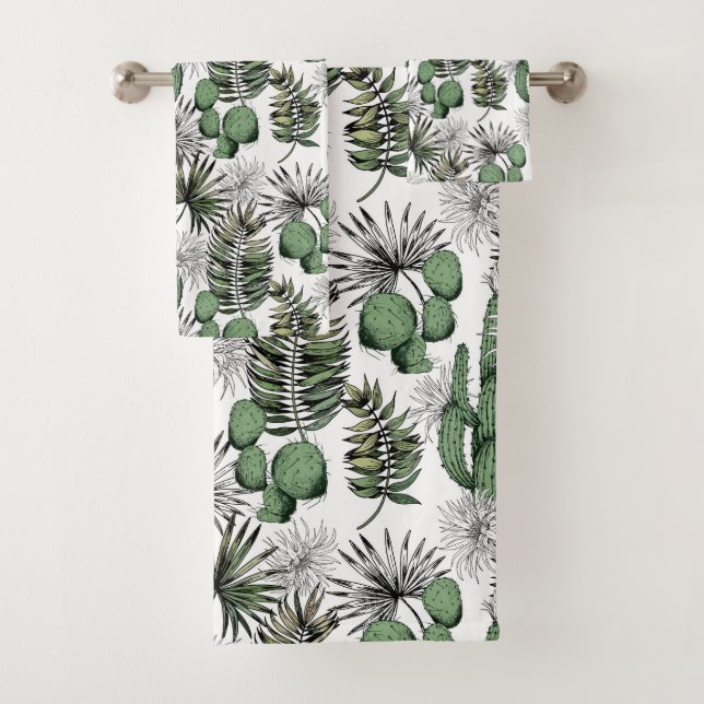 Cactus Desert Pattern Bath Towel Set (Insitu)