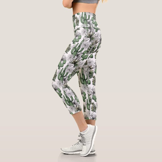 Cactus Desert Pattern Capri Leggings (Left)