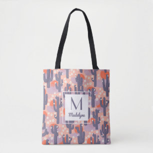 Cactus Desert Sunset Botanical Floral Personalized Tote Bag
