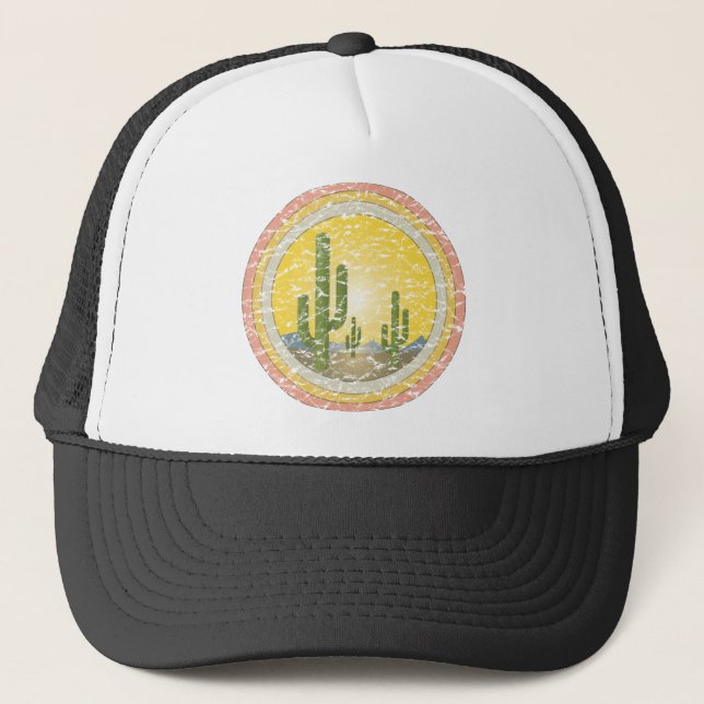 Cactus desert sunset trucker hat (Front)