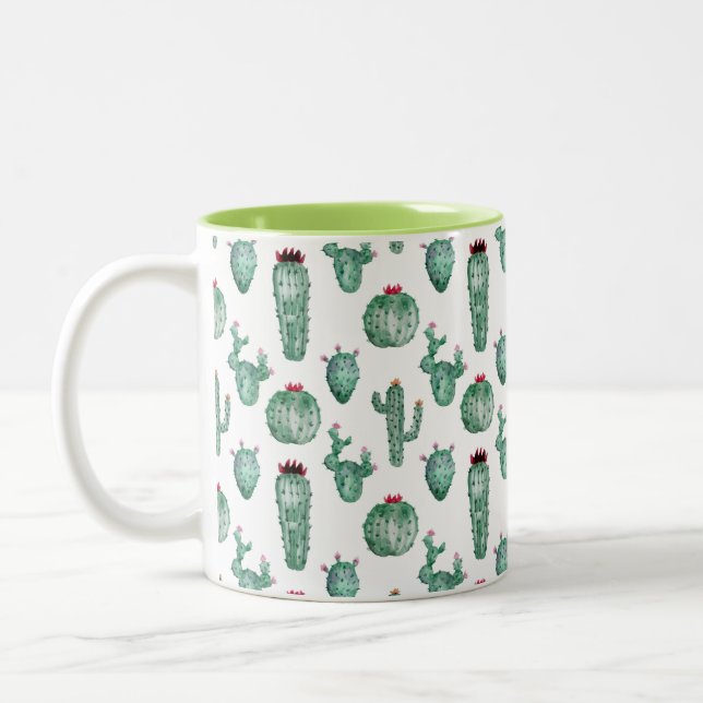 Cactus Design, Coffee Mug, Customizable Two-Tone Coffee Mug (Left)