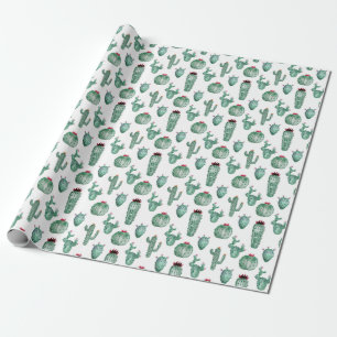 Cactus Design Wrapping Paper, Watercolor Design Paper