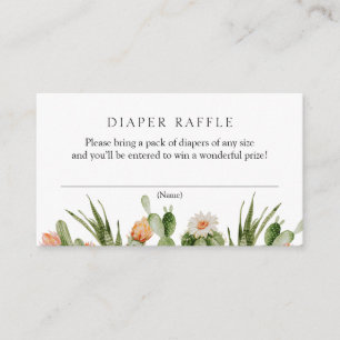 Cactus Diaper Raffle Baby Shower Enclosure Card