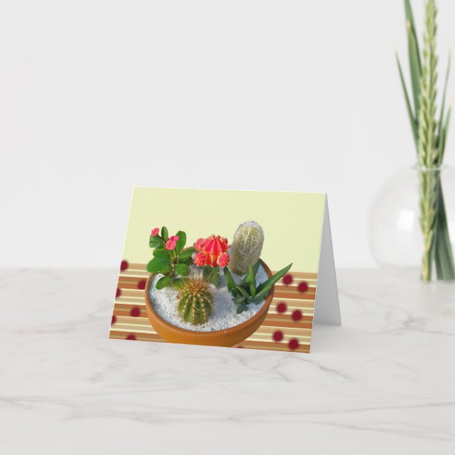 Cactus Dish Garden Note Card (Front)