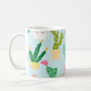 Cactus diversity, vintage seamless background. coffee mug