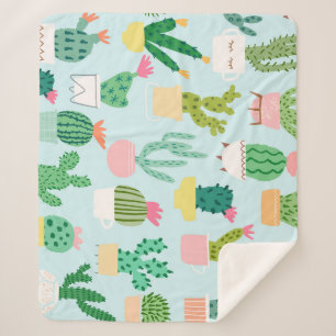 Cactus diversity, vintage seamless background. sherpa blanket