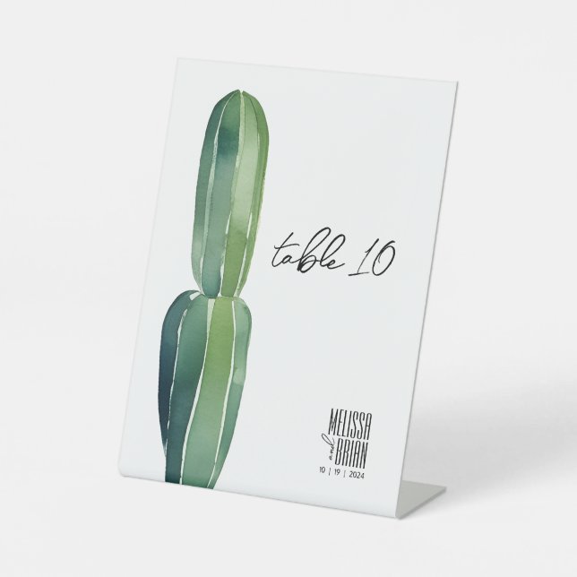 Cactus Dream • Modern Desert Chic • Botanical Boho Pedestal Sign (Front)