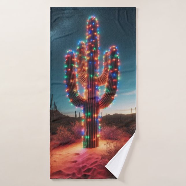 Cactus du désert du sud-ouest de Noël (Serviette de bain)