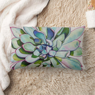 Cactus edged Quinacridone Magenta oil painting Lumbar Pillow