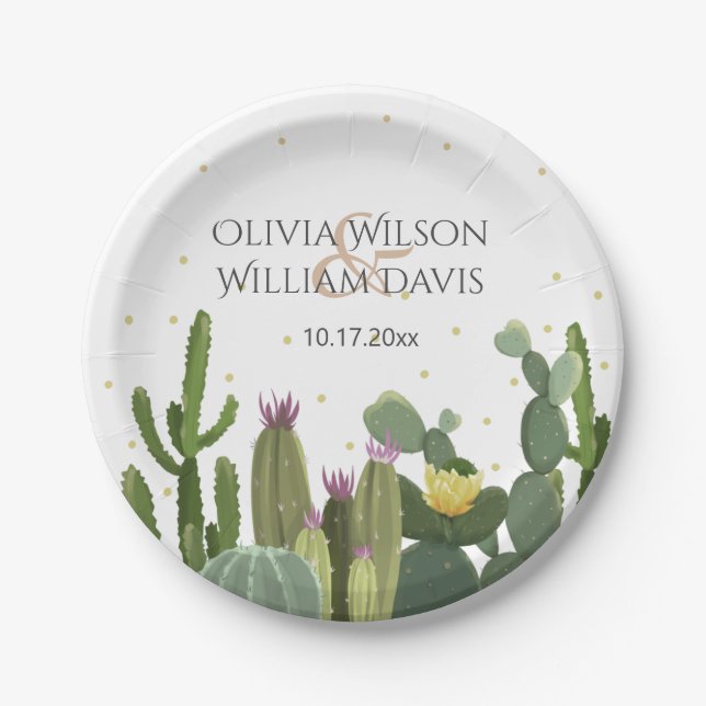 Cactus Elegant Wedding    Paper Plate (Front)