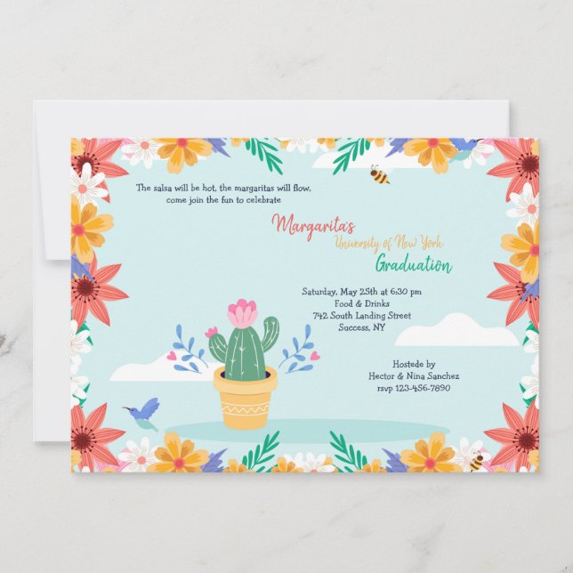 Cactus en fleur Graduation Invitation (Devant)