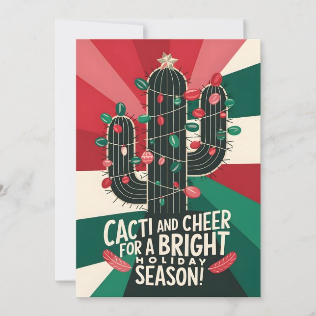 Cactus Et Cheveux - Carte de Noël (Devant)