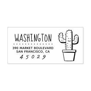 Cactus Family Name Return Address Rubber Stamp