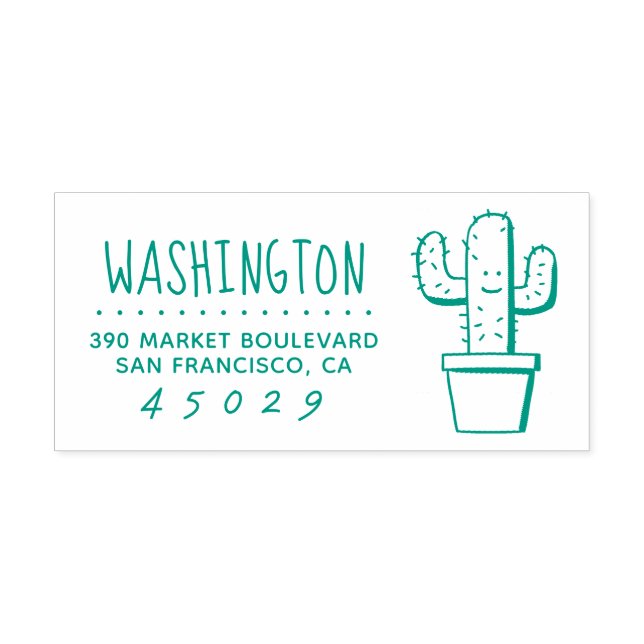 Cactus | Family Name Return Address Self-inking Stamp (Design)
