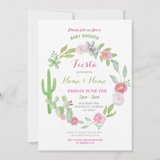 Cactus Fiesta Baby Shower Girl Boy Mexican Invite (Front)