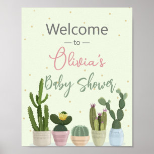 Cactus Fiesta Baby Shower Welcome Poster