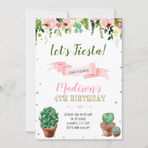 Cactus fiesta birthday invitation