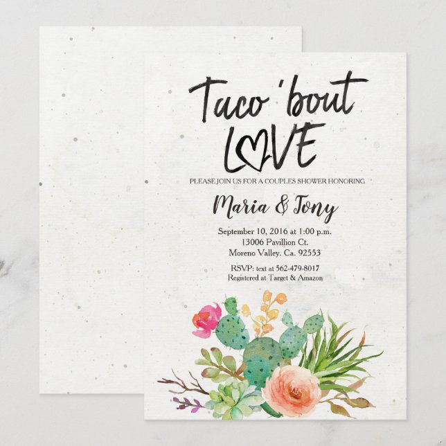 Cactus Fiesta Couples Shower Invitation (Front/Back)