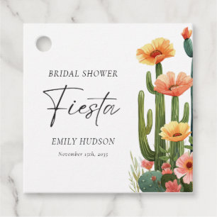 Cactus Fiesta Floral Bridal Shower Favour Tags