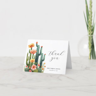 Cactus Fiesta Floral Bridal Shower Thank You Card