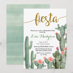 Cactus Fiesta Graduation Invitation Party Mexican