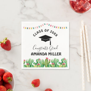 Cactus fiesta Graduation Party paper napkins
