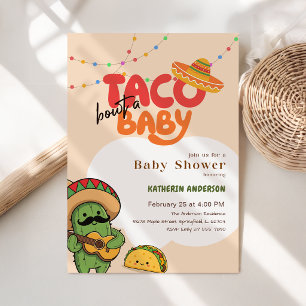 Cactus Fiesta Mexican Colourful Taco Baby Shower Invitation