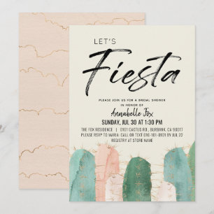 Cactus Fiesta Pink Bridal Shower Invitation