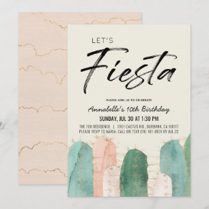 Cactus Fiesta Pink Girl Birthday Invitation