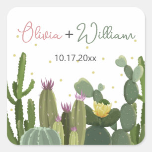 Cactus Fiesta Wedding Square Sticker