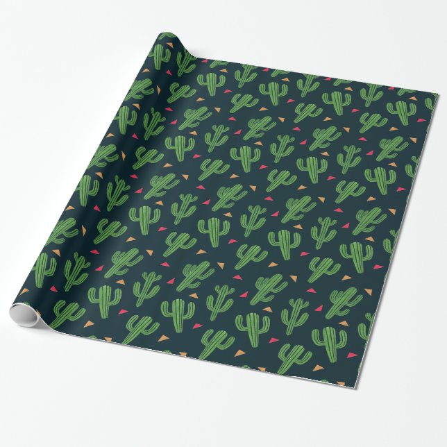 Cactus Fiesta Wrapping Paper (Unrolled)