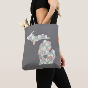 Cactus Filled Michigan Silhouette With Home Tote Bag