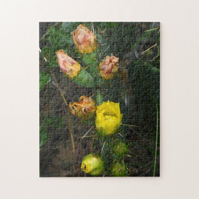 Cactus Fleur Jaune et Rose Nature Puzzle sauvage (Vertical)