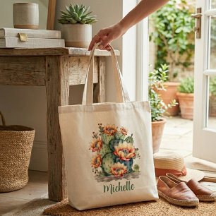 Cactus Fleur Jaune/Orange Avec Nom Sac fourre-tout