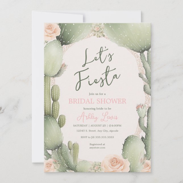 Cactus Floral Boho Desert Fiesta shower Invitation (Front)
