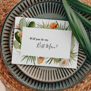 Cactus Floral Desert Best Man Proposal Card