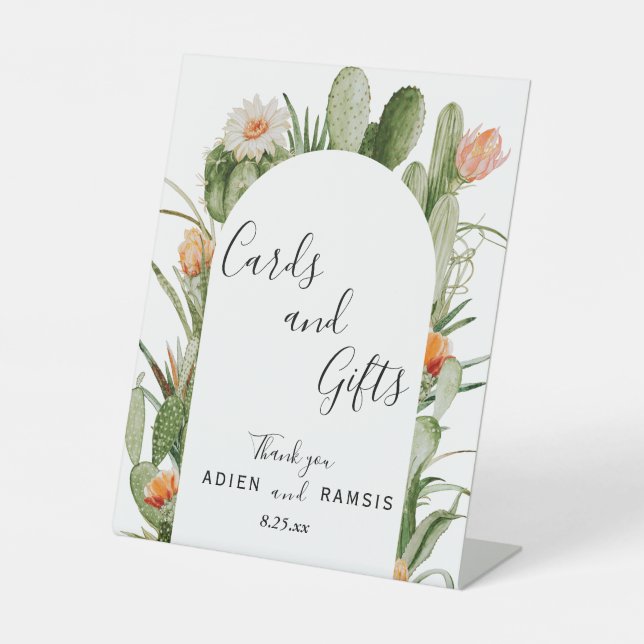 Cactus Floral Desert Wedding Cards and Gifts Sign (Front)