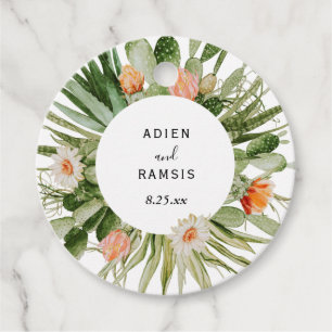 Cactus Floral Desert Wedding Round Favour Tags