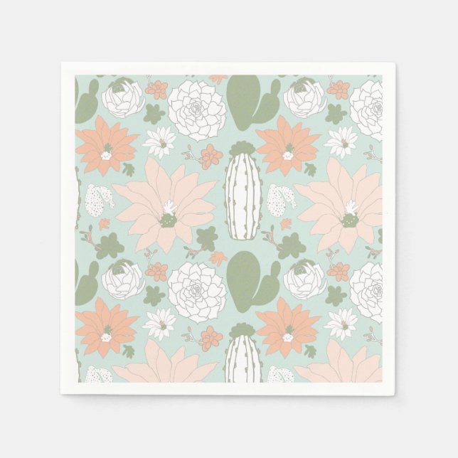 Cactus Floral Pattern Napkin (Front)