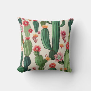 Cactus floral throw pillow