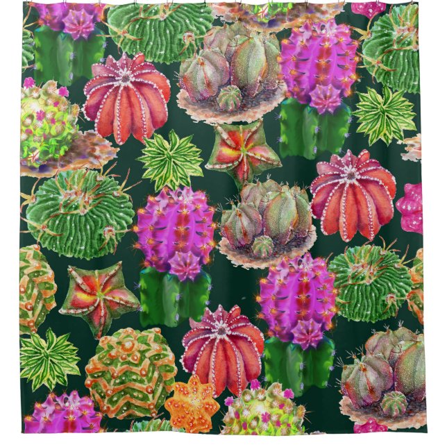 Cactus Floral Watercolor Seamless Pattern (Front)
