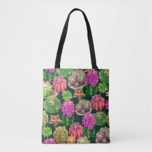 Cactus Floral Watercolor Seamless Pattern Tote Bag