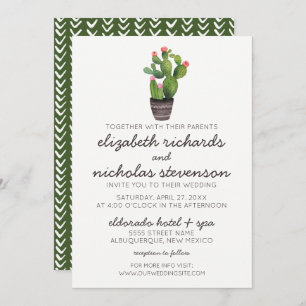 Cactus floraux roses - Invitation au mariage