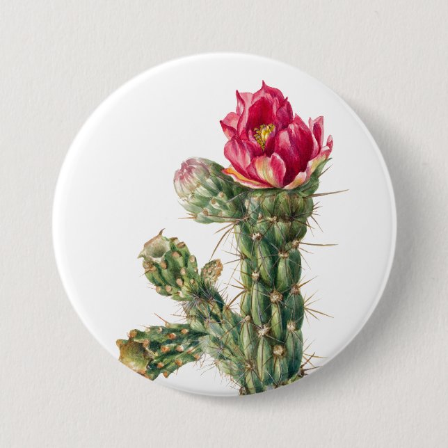 Cactus Flower 3 Inch Round Button (Front)
