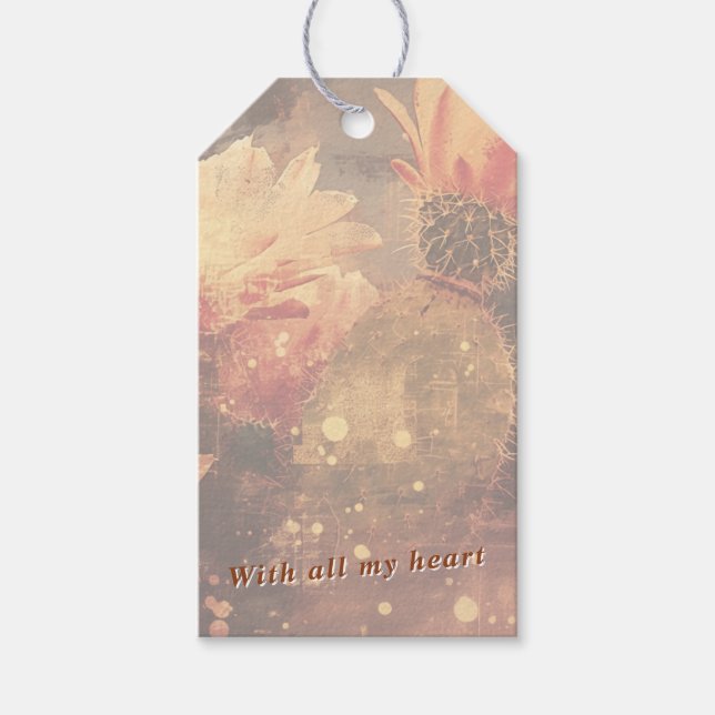 Cactus Flower Botanical Abstract  Gift Tags (Front)